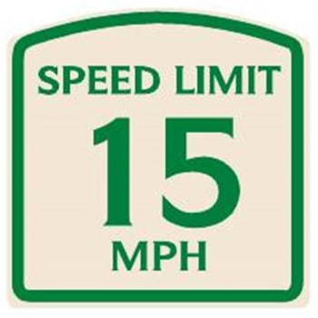 Speed Limit 15 MPH Sign, Green on Ivory, Non-Reflective, 16 x 16
