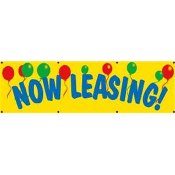 Image for Horizontal Now Leasing Banner, Balloons, 10' x 3' from HD Supply