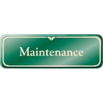 Maintenance Interior Sign, Green, 9 x 3