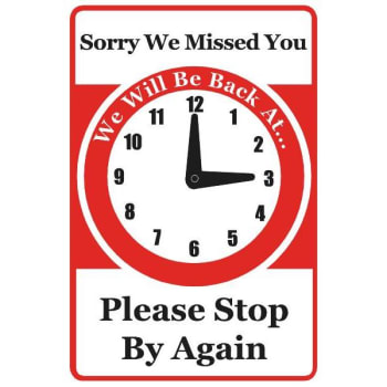 Image for Two Sided Clock in Vinyl We're Here to Serve You 12x18" from HD Supply