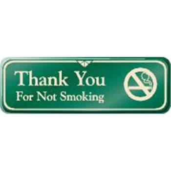 Image for Thank You for Not Smoking Interior Sign, Green, 9 x 3 from HD Supply