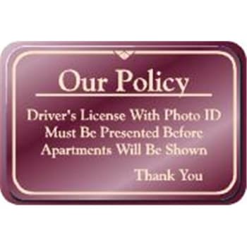Image for Our Policy Interior Sign, Burgundy, 9 x 6 from HD Supply