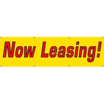 Image for Horizontal Now Leasing Banner, Bright Yellow, 10' X 3' from HD Supply