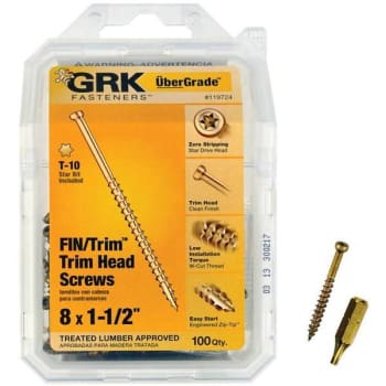 Grk Fasteners #8 X 1-1/2 In Star Drive Trim-Head Finish Screw Package Of 100
