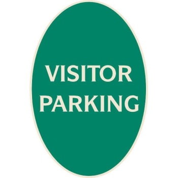 Image for Visitor Parking Oval Designer Sign, Ivory on Green, 12 x 18 from HD Supply