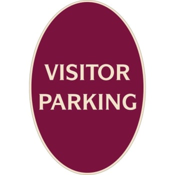 Image for Visitor Parking Oval Designer Sign, Ivory on Burgundy, 12 x 18 from HD Supply