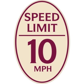 Image for Speed Limit 10 MPH Oval Designer Sign, Burgundy on Ivory, 12 x 18 from HD Supply