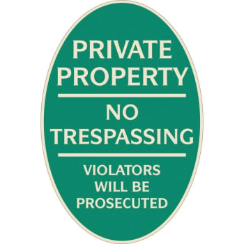 Image for Private Property Oval Designer Sign, Ivory On Green, 12 X 18 from HD Supply