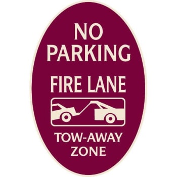 Image for No Parking Oval Designer Sign, Ivory on Burgundy, 12 x 18 from HD Supply