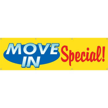 Horizontal Move-In Specials Banner, Yellow/blue/red, 10' X 3'