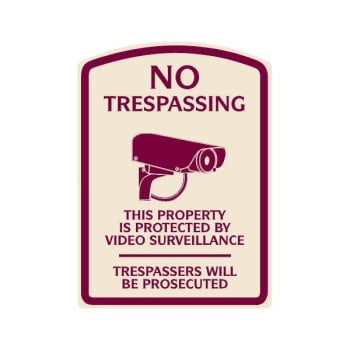 No Trespassing Designer Sign, Burgundy on Ivory, Non-Reflective, 16 x 22
