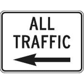 All Traffic Sign with Left Arrow/Horizontal, Non-Reflective, 24 x 18