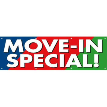 Image for Horizontal Move In Special Banner, Blue/red/green, 10' X 3' from HD Supply