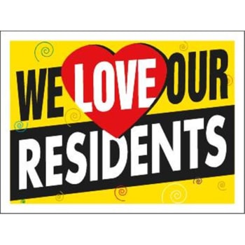 Image for Coroplast We Love Our Residents Contemporary Amenity Sign, 24 X 18 from HD Supply
