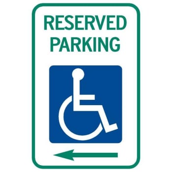 Image for Reserved Disabled Parking Sign with Left Arrow, Non-Reflective, 12 x 18 from HD Supply
