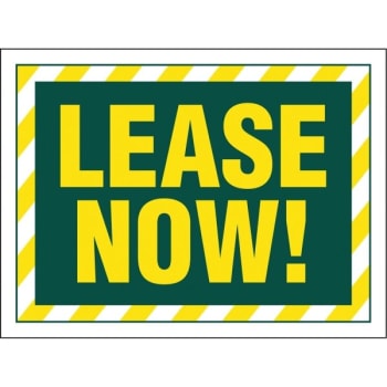 Image for Aluminum Lease Now! Reflective Amenity Sign, Yellow/White Border, 24 x 18 from HD Supply