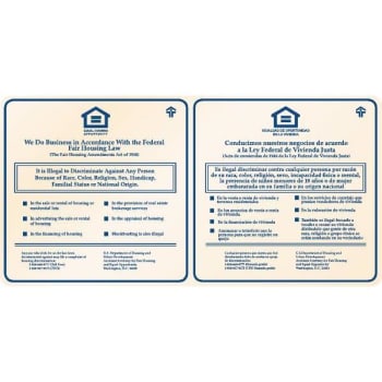Bilingual Fair Housing Interior Sign, Blue on Ivory, 28 x 22