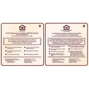 Image for Bilingual Fair Housing Interior Sign, Burgundy on Ivory, 28 x 22 from HD Supply