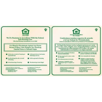 Bilingual Fair Housing Interior Sign, Green on Ivory, 28 x 22