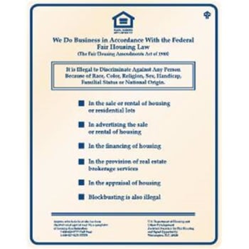 Image for Fair Housing Sign, Blue on Ivory, 11 x 14 from HD Supply
