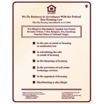 Image for Fair Housing Sign, Burgundy on Ivory, 11 x 14 from HD Supply