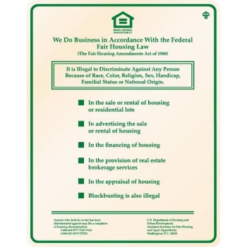 Image for Fair Housing Sign, Green on Ivory, 11 x 14 from HD Supply