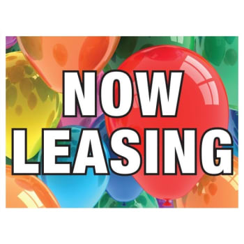 Coroplast Now Leasing Amenity Sign, Bright Balloons, 24 x 18