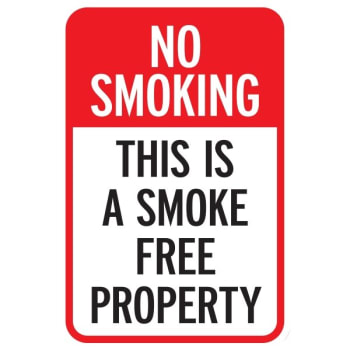 Smoke Free Property Sign, Non-Reflective, 12 x 18