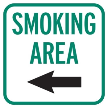 Image for Smoking Area Sign With Left Arrow, Non-Reflective, 12 X 12 from HD Supply