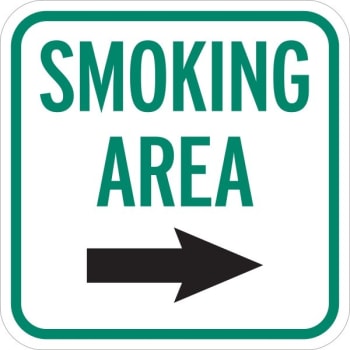 Image for Smoking Area Sign with Right Arrow, Non-Reflective, 12 x 12 from HD Supply