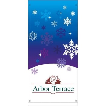 Image for Holiday Boulevard Banner, "Snow Flurries" Design, Blue, Semi-Custom, 30" x 60" from HD Supply