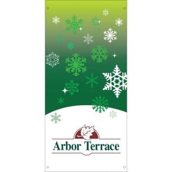 Image for Holiday Boulevard Banner, "Snow Flurries" Design, Green, Semi-Custom, 30" x 60" from HD Supply