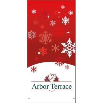 Image for Holiday Boulevard Banner, "Snow Flurries" Design, Red, Semi-Custom, 30" x 60" from HD Supply