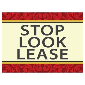 Image for Aluminum Stop Look Lease Amenity Sign, Filigree, 24 X 18 from HD Supply