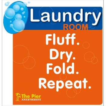 Image for Semi-Custom Coordinated Laundry Interior Sign, Orange/Blue, 12-1/4 x 12-3/4 from HD Supply