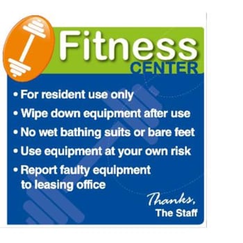 Image for Coordinated Fitness Center Interior Sign, Green/Blue, 12-1/4 x 12-3/4 from HD Supply