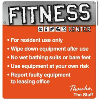 Image for Coordinated Fitness Center Interior Sign, Orange/Gray, 12-1/4 x 12-3/4 from HD Supply