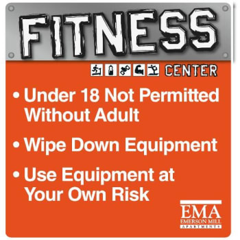 Image for Semi-Custom Coordinated Fitness Center Sign Orange/Gray, 12-1/4 x 12-3/4 from HD Supply