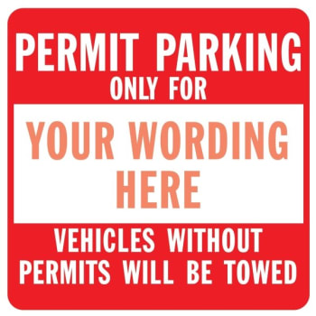 Image for Semi-Custom Permit Parking Only For...  Sign, Red Reflective, 18 X 18" from HD Supply