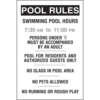 Image for Semi-Custom Pool Rules with Hours Sign, Non-Reflective, 18 x 24 from HD Supply