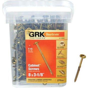 Grk Fasteners 8x3-1/8" Star Drive Washer Head Cabinet Wood Screw Package Of 270