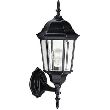 Image for 1-Light Small Textured Black Outdoor Wall Lantern Sconce W/clear Beveled Glass from HD Supply