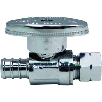 Image for Apollo 1/2", Cp Brass, PEX-B Barb X 3/8", Comp 1/4-Turn Straight Stop Valve from HD Supply
