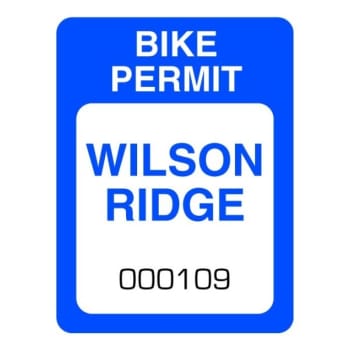 Bike Permit, Rectangle, 1-1/2 x 2 Package Of 100