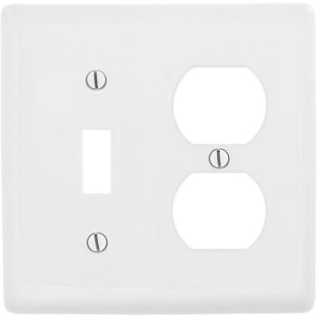 Image for Hubbell 2-Gang White Medium Size Toggle And Duplex Wall Plate from HD Supply