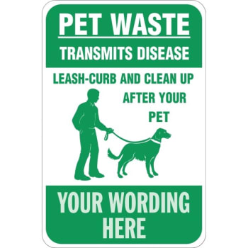 Semi-Custom Pet Waste Sign, Green Non-Reflective, 12 x 18