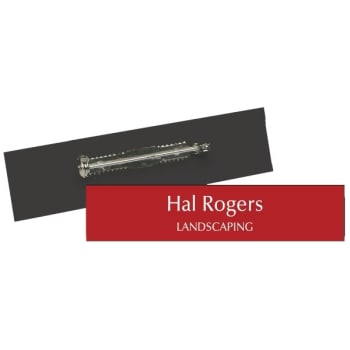 Name Tag With Pin Backing, Red, 3 X-3/4
