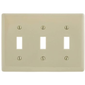 Image for Hubbell 3-Gang Ivory Medium Size Toggle Wall Plate from HD Supply