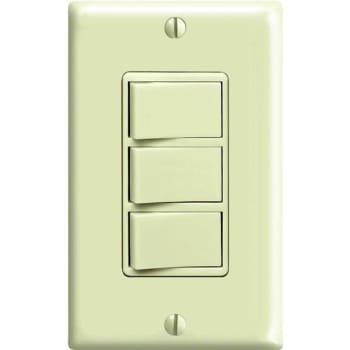 Image for Leviton 15-Amp Commercial Combo Three Single Pole Grounding Rocker Switch, Ivory from HD Supply