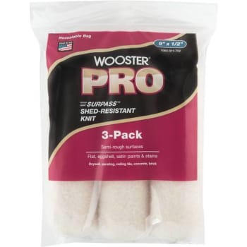 Image for Wooster 9 X 1/2" Pro Surpass Knit High-Density Fabric Roller Cover Package Of 3 from HD Supply